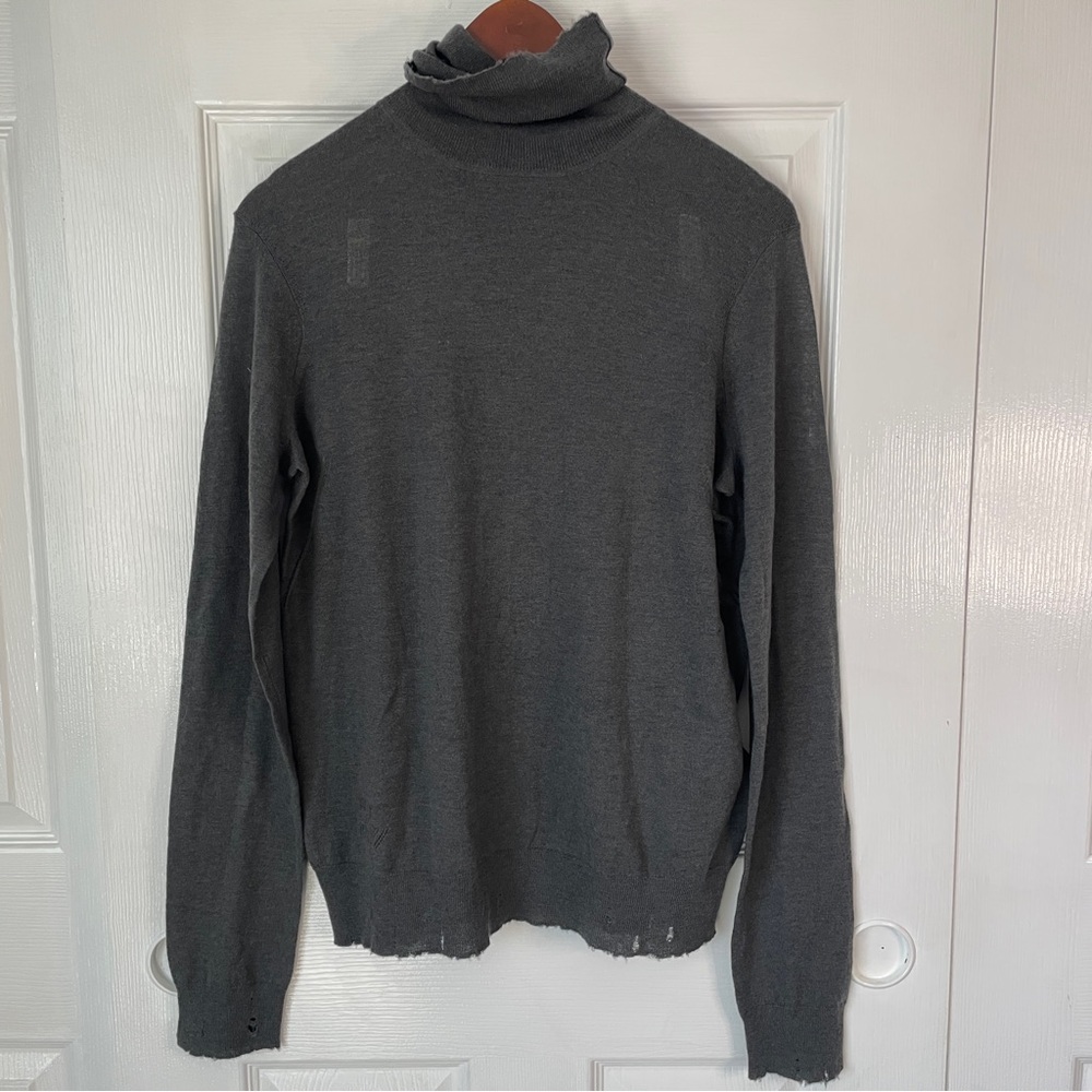 NEW Zadig & Voltaire "Bobby" Distressed Cashmere Turtleneck Sweater